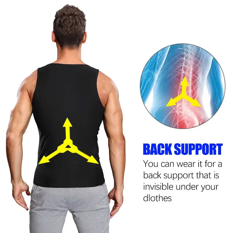 Men Body Shaper Waist Trainer Sweat Vest Compression Shirt Weight Loss Slimming Shapewear Workout Tank Tops Fitness