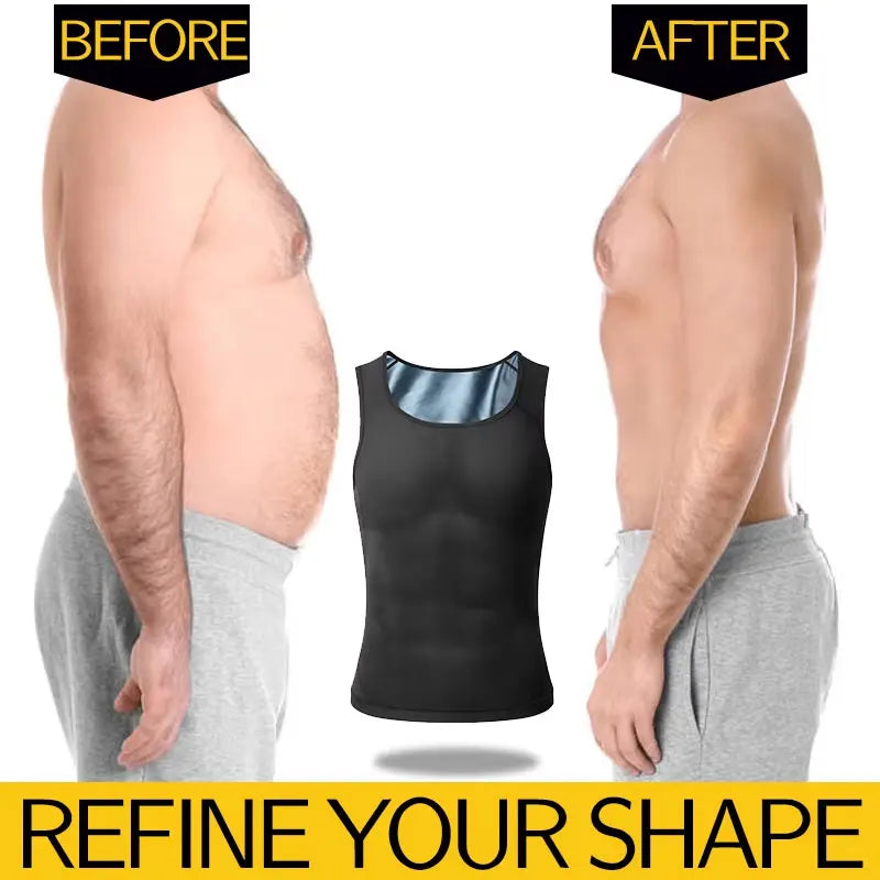 Men Body Shaper Waist Trainer Sweat Vest Compression Shirt Weight Loss Slimming Shapewear Workout Tank Tops Fitness
