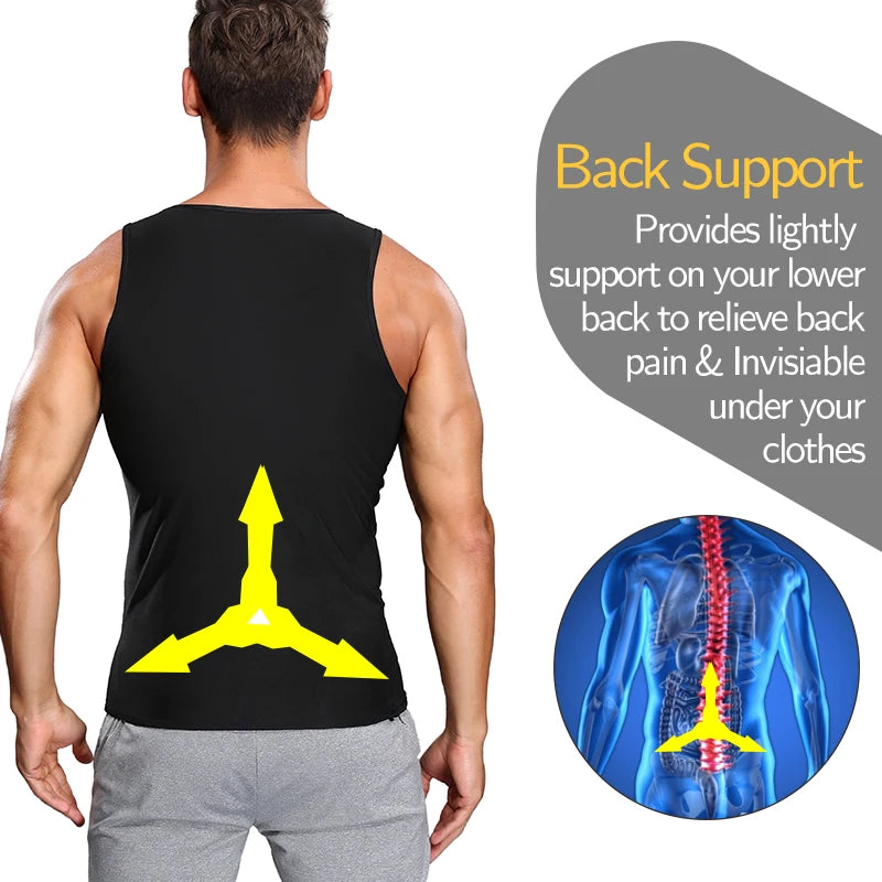 Men Body Shaper Waist Trainer Sweat Vest Compression Shirt Weight Loss Slimming Shapewear Workout Tank Tops Fitness