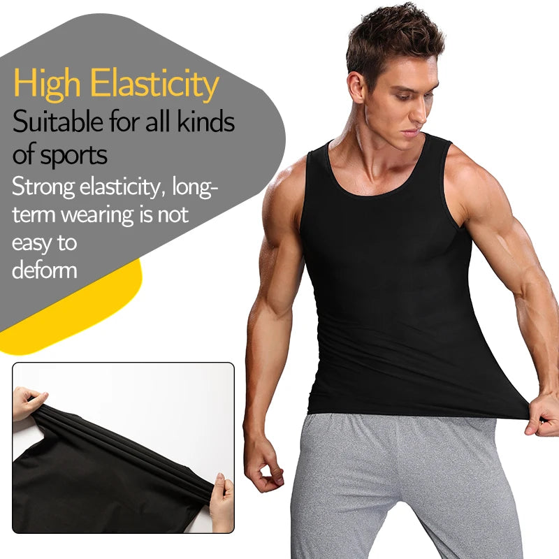 Men Body Shaper Waist Trainer Sweat Vest Compression Shirt Weight Loss Slimming Shapewear Workout Tank Tops Fitness