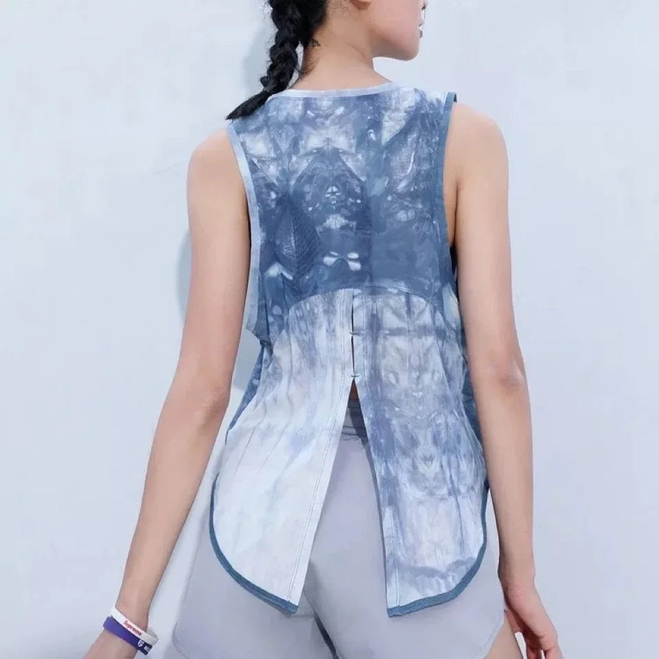 Sports Vest Women's Quick Dry Loose Running Gym Top Sleeveless Beautiful Back Wear Mesh T-Shirt Smock Yoga Wear