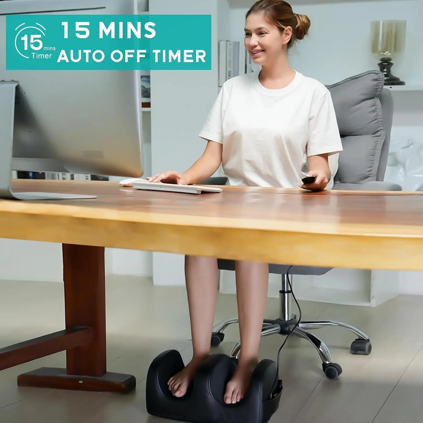 Masgre Electric Foot Massager Machine with Heat Shiatsu Kneading Feet Calf Massagers for Relaxation Plantar Fasciitis Remoted