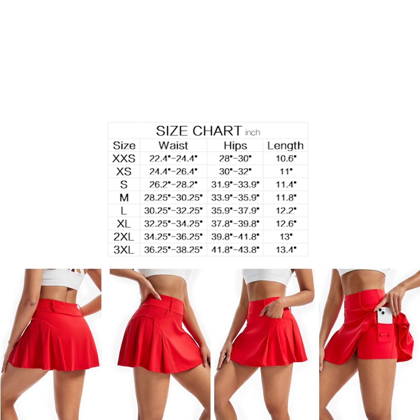 Women's 2-in-1 Golf Tennis Skirt Gymnasium Yoga Gymnasium Sports Mini Pleated Skirt with Pocket Breathable Shorts Cute Leisure S