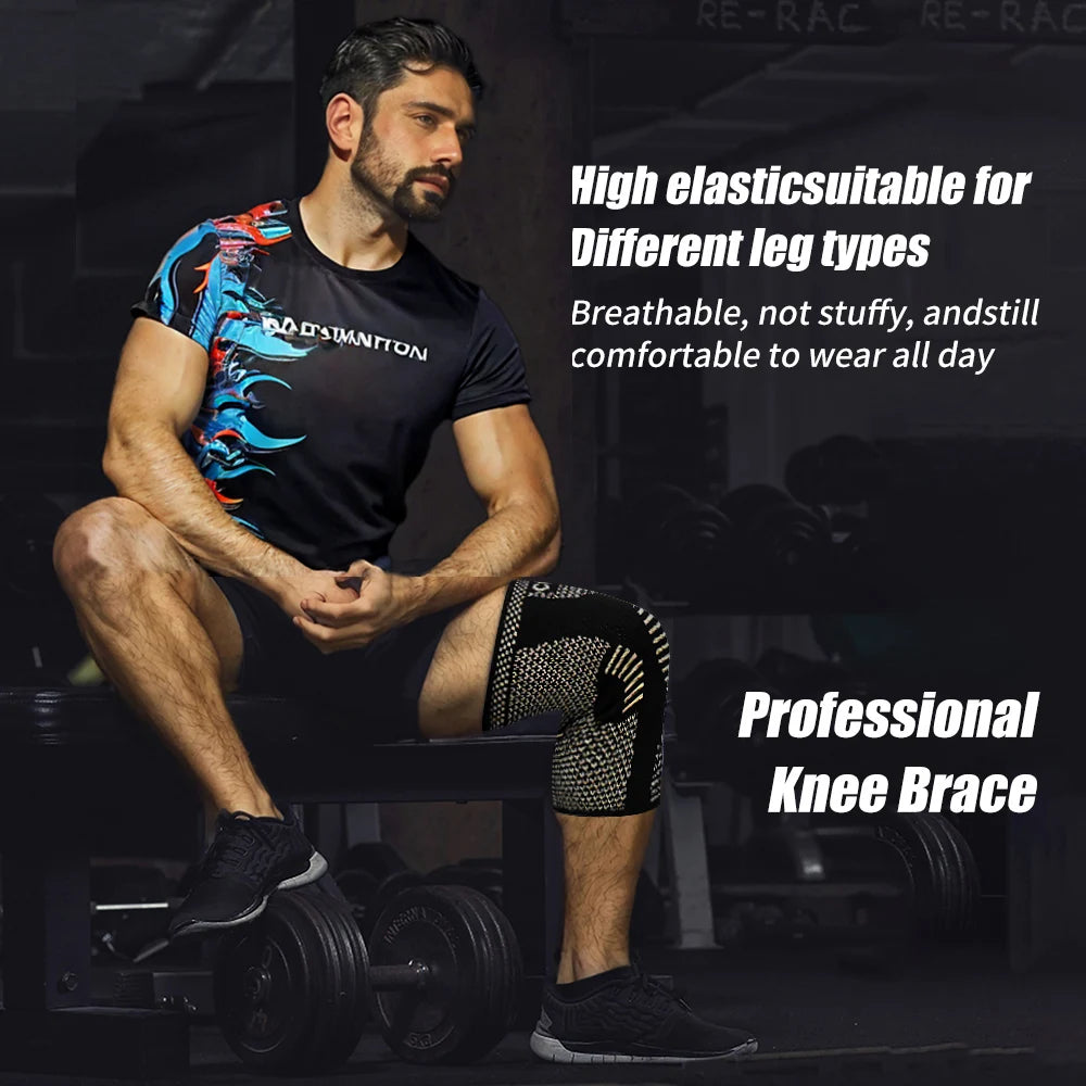 2-Pack Copper Ion Sports Knee Brace, Breathable Non-Slip Outdoor Basketball Fitness Running Basketball Fitness Knee Pads