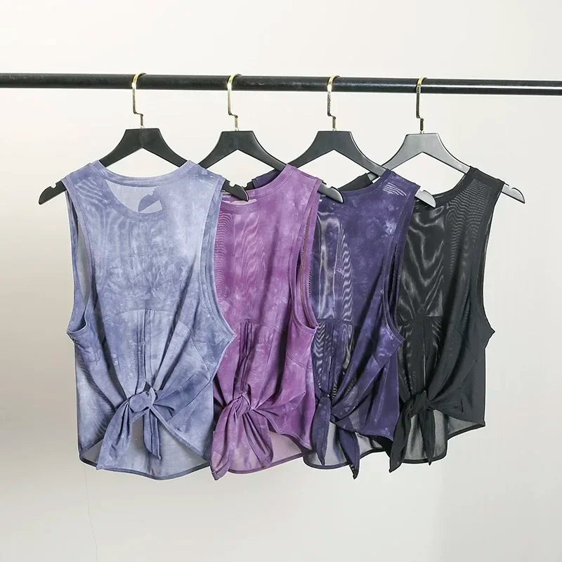 Sports Vest Women's Quick Dry Loose Running Gym Top Sleeveless Beautiful Back Wear Mesh T-Shirt Smock Yoga Wear