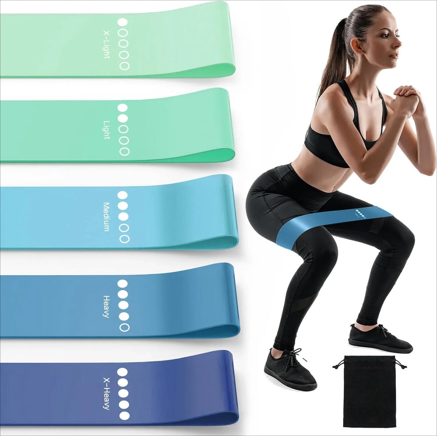 Resistance bands for exercise, elastic exercise loops for physical therapy, and stretch bands for beautiful legs