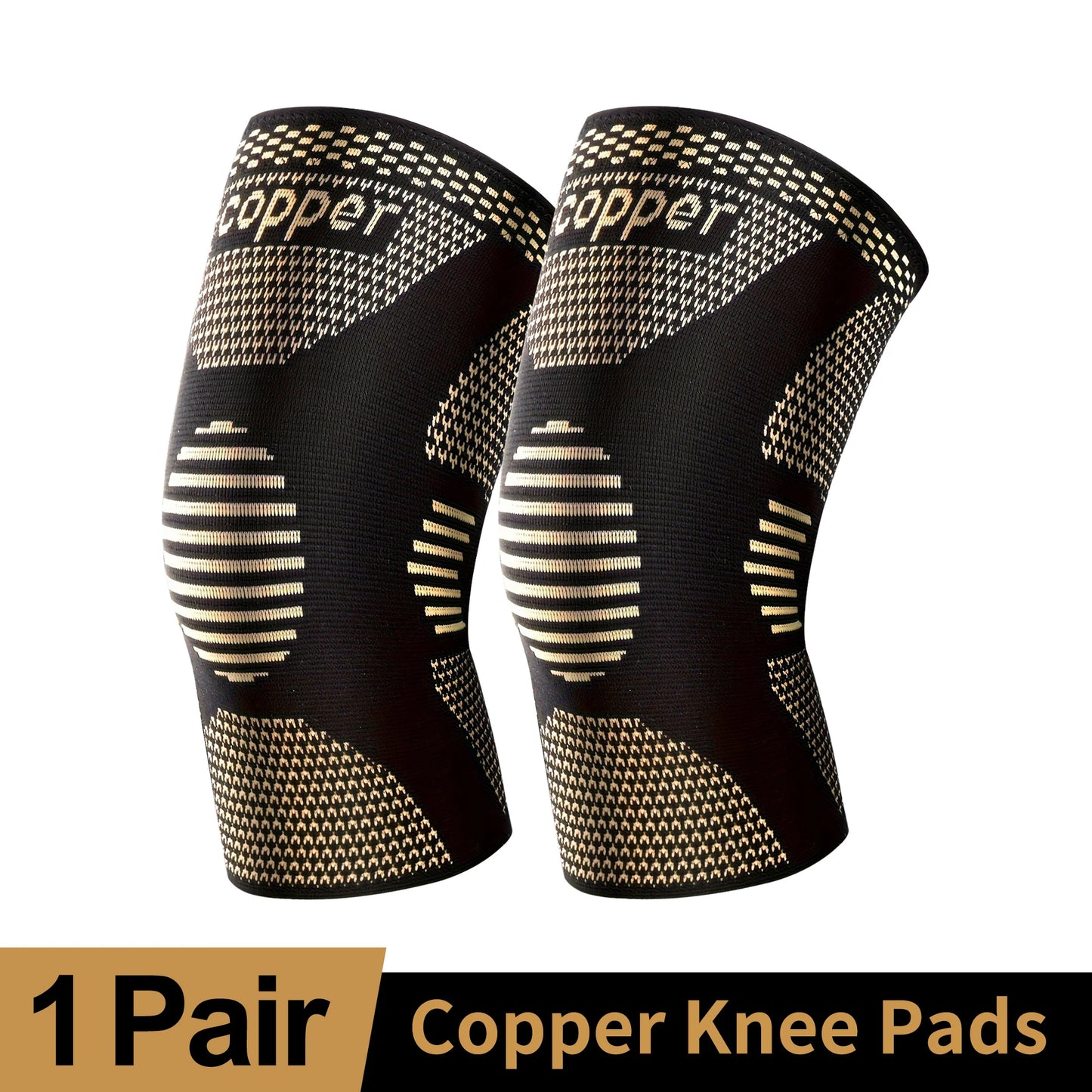 2-Pack Copper Ion Sports Knee Brace, Breathable Non-Slip Outdoor Basketball Fitness Running Basketball Fitness Knee Pads