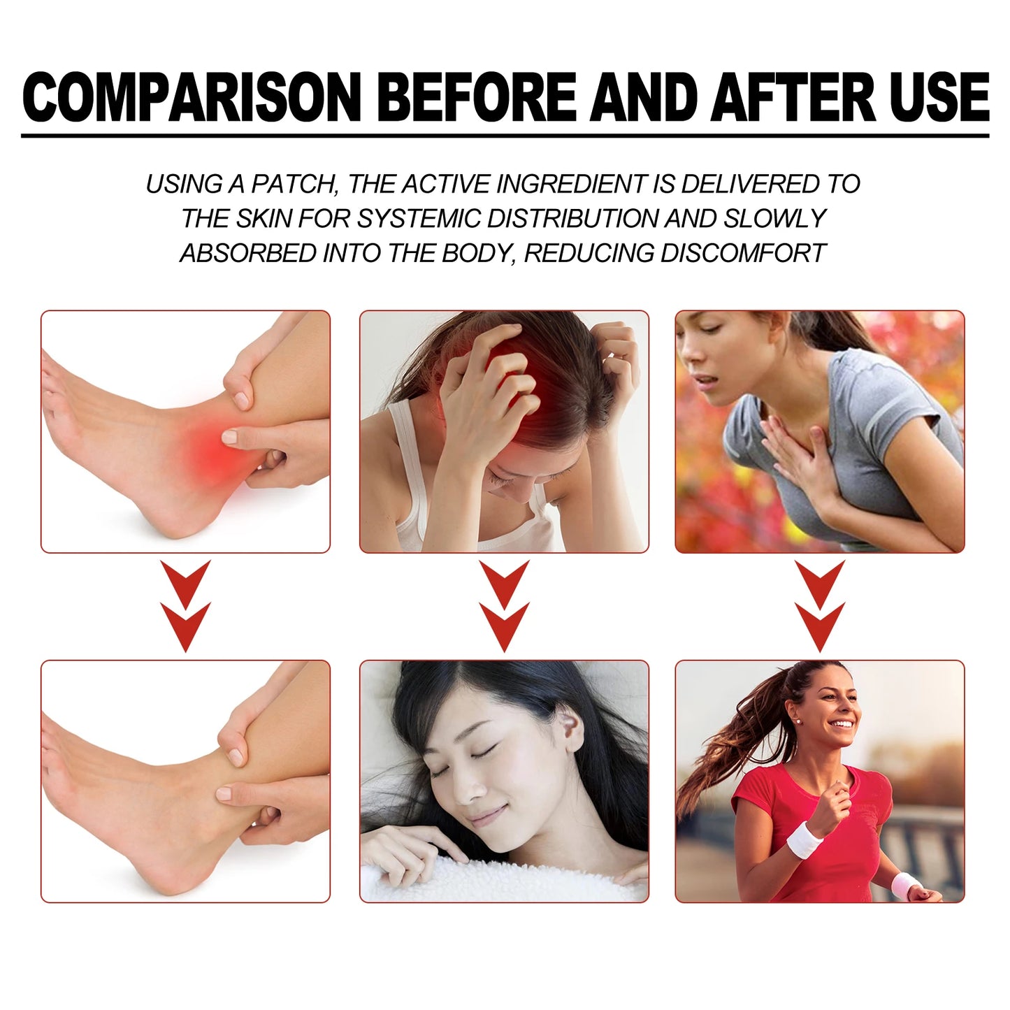 EELHOE Plantar Acupoint Patches Stimulation Stickers Natural Ingredients Relieve Discomfort Rapid Penetration Body Care