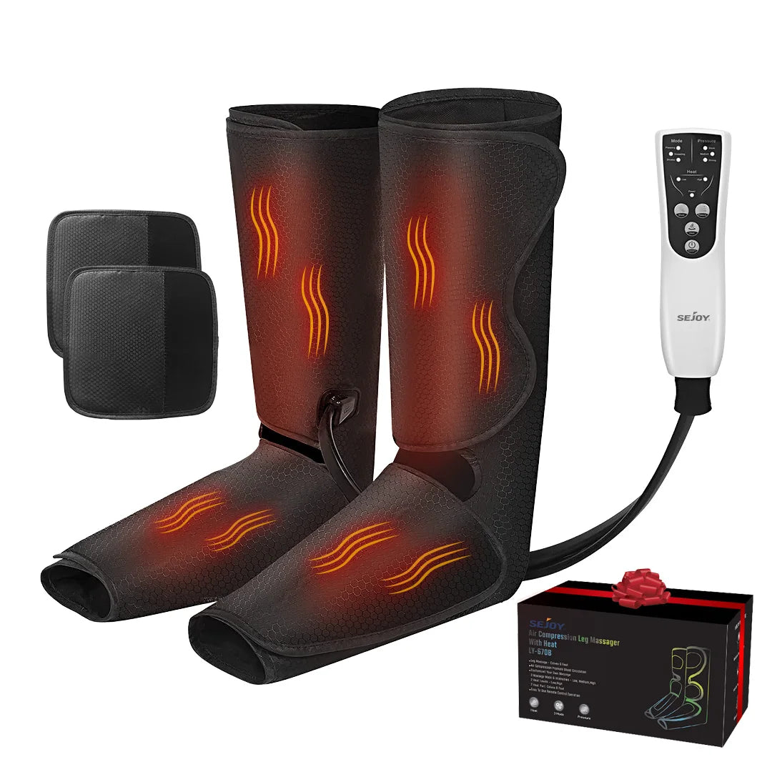 SEJOY Leg Air Compression Massager for Foot Heat,Air Compression Calf Massage and Thigh Massage,Handheld Controller 3 Modes