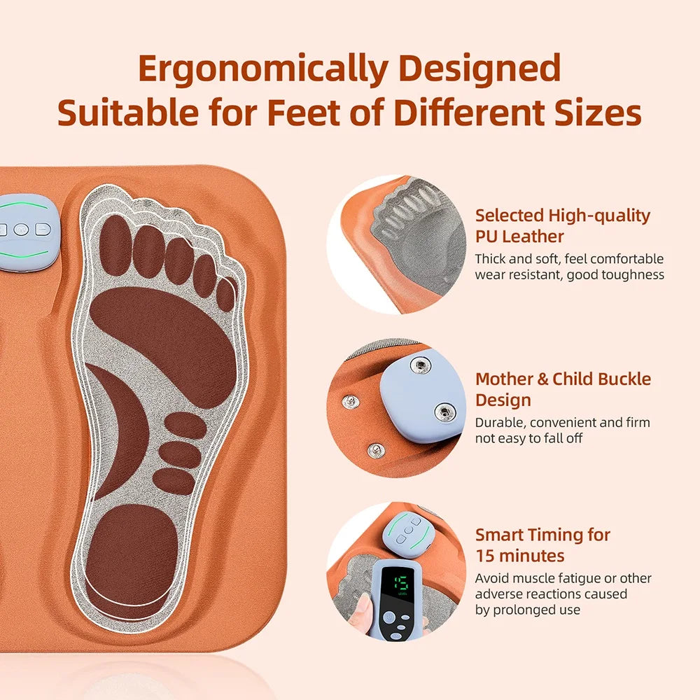 EMS Foot Massager 6 Modes 15 Gear Strength Intelligent Acupoint Capture Improve Blood Circulation Feet Acupoints Massage Mat
