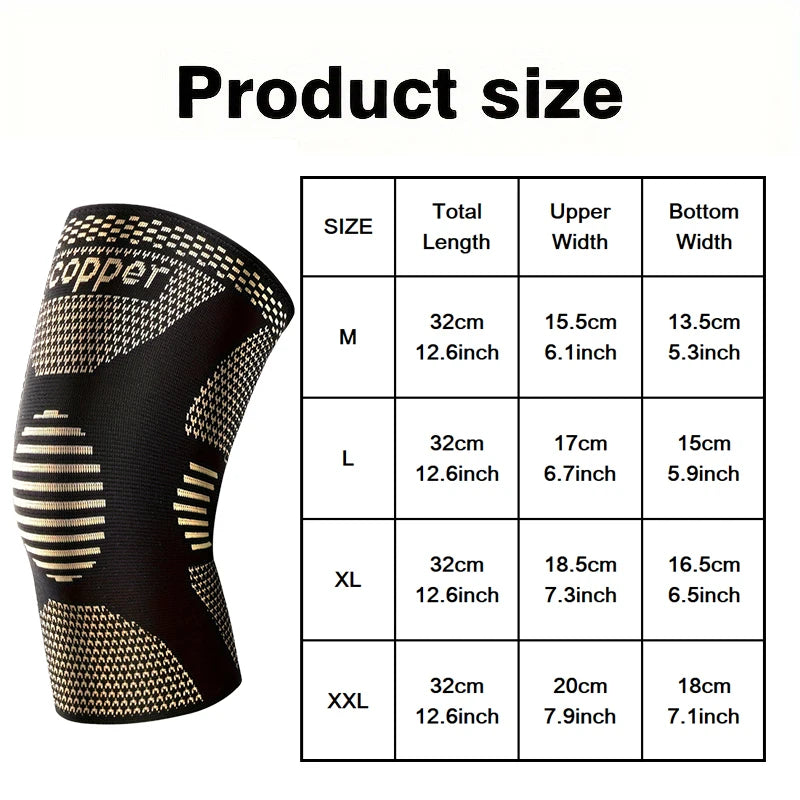 2-Pack Copper Ion Sports Knee Brace, Breathable Non-Slip Outdoor Basketball Fitness Running Basketball Fitness Knee Pads